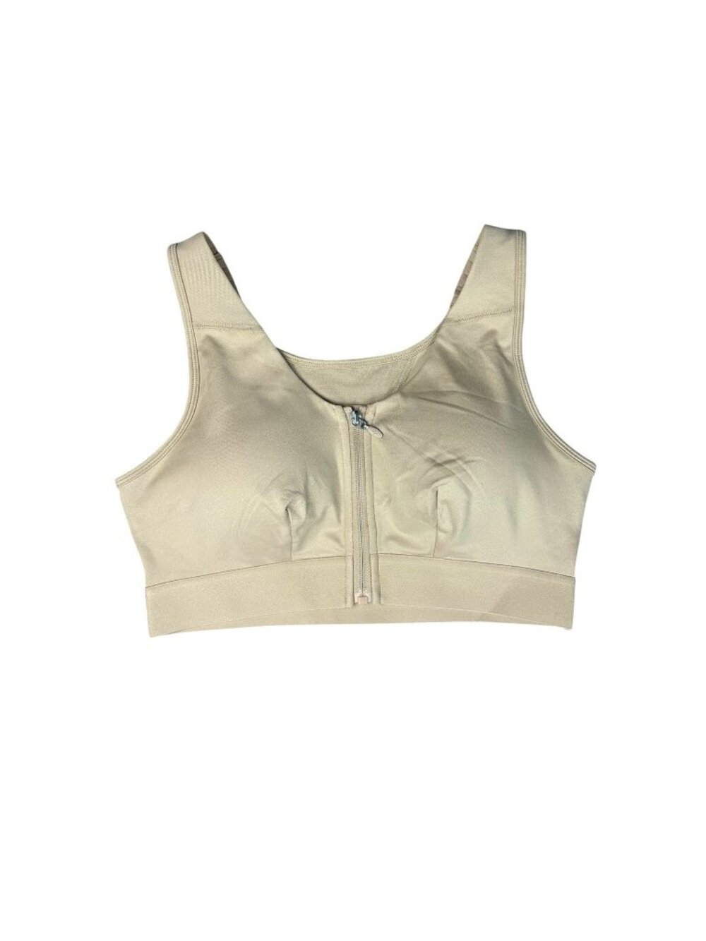 Tommie Copper Front Zip Zip-Front Bra Large Tan Beige Znergy Infused 9016WR